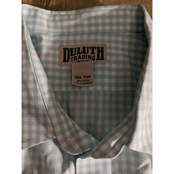 Duluth Other - Duluth Trading Co Shirt Mens 2XL Tall Light Blue Check Button Down